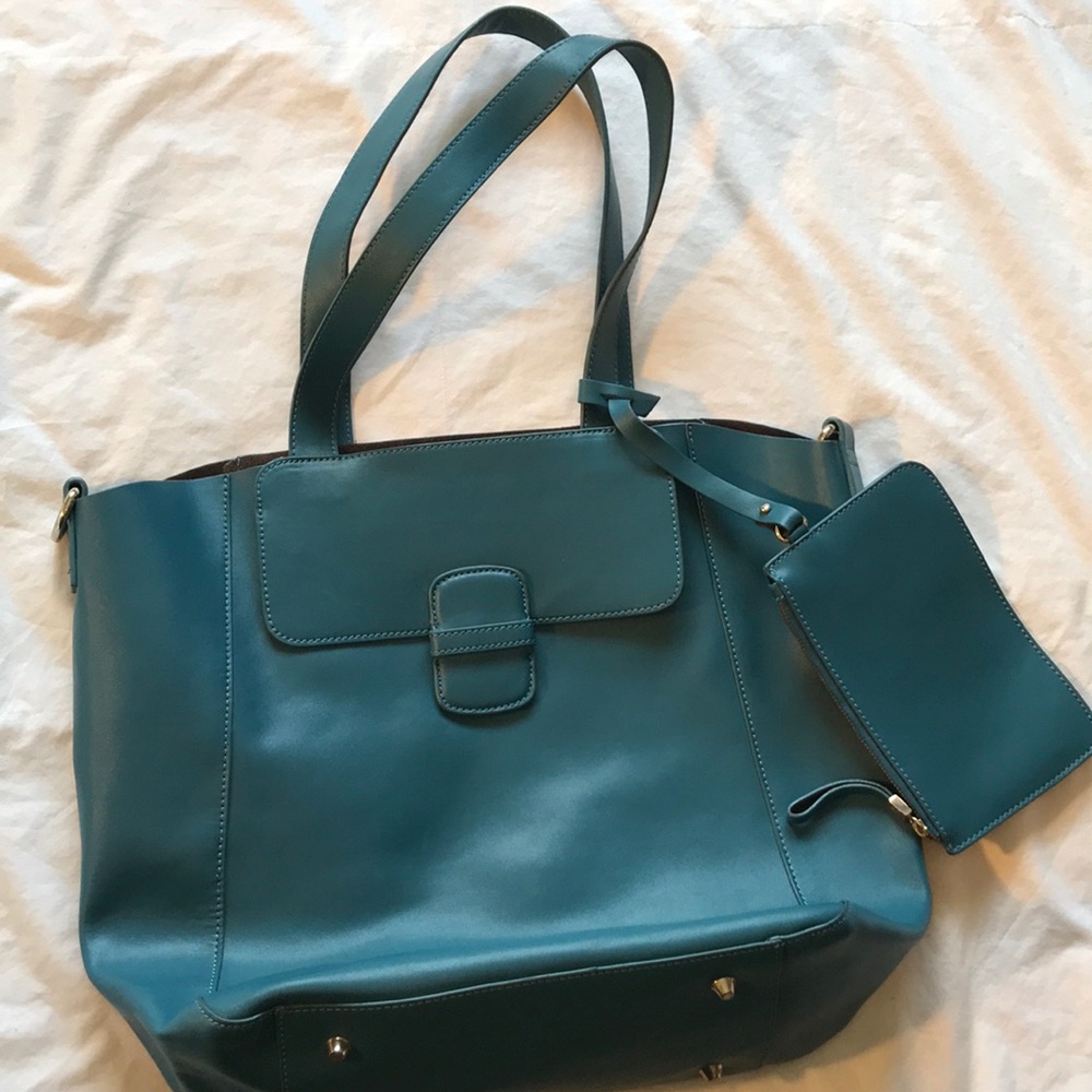COPY - Blue leather tote bag